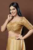 Gilded Opulence Sweetheart Neck Gold Saree Blouse
