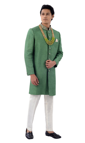 Image Title Graceful Green Designer Indo Western Sherwani Set-RK1231