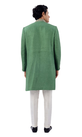 Image Title Graceful Green Designer Indo Western Sherwani Set-RK1231