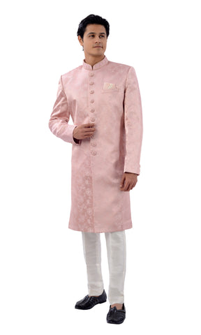 Image Title Designer Pastel Pink Indo Western Sherwani Set -RK1233