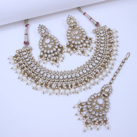 Image Title Pearl Elegance Gold Beaded Necklace Set -SNTDC-14