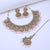 Rosy Glow Gold Jewelry Set With Earrings and Tika-SNTDC-27