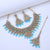 Marine Majesty Sea Blue Beaded Necklace, Earrings, and Tika Set-SNTDC-8