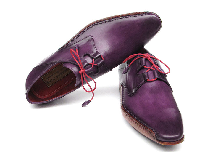 Paul Parkman Men's Ghillie Lacing Side Handsewn Purple Dress Shoes (Id#022) Size 12-12.5 D(M) Us