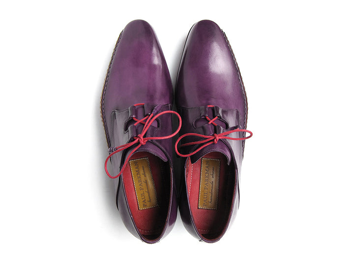 Paul Parkman Men's Ghillie Lacing Side Handsewn Purple Dress Shoes (Id#022) Size 7.5 D(M) Us