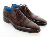 Paul Parkman Men's Captoe Oxfords Anthracite Brown Hand-Painted Leather Shoes (Id#024) Size 9.5-10 D(M) US