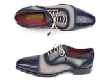 Paul Parkman Men's Captoe Oxfords Navy / Beige Hand-Painted Shoes (Id#024) Size 9.5-10 D(M) US