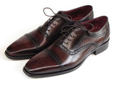 Paul Parkman Men's Captoe Oxfords Bordeaux & Brown Hand-Painted Shoes (Id#024) Size 11.5 D(M) US