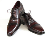 Paul Parkman Men's Captoe Oxfords Bordeaux & Brown Hand-Painted Shoes (Id#024) Size 7.5 D(M) US