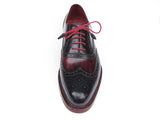 Paul Parkman Men's Triple Leather Sole Wingtip Brogues Navy & Red Shoes (Id#027)