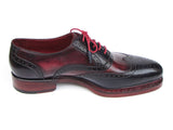 Paul Parkman Men's Triple Leather Sole Wingtip Brogues Navy & Red Shoes (Id#027) Size 8-8.5 D(M) US