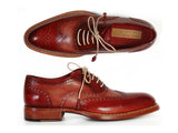 Paul Parkman Men's Wingtip Oxfords Bordeaux & Camel Shoes (Id#027B) Size 12-12.5 D(M) Us