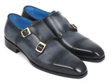 Paul Parkman Captoe Double Monkstraps Navy Shoes (ID#045NVY62) Size 8-8.5 D(M) US