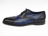 Paul Parkman Men's Leather Parliament Blue Derby Shoes (Id#046) Size 7.5 D(M) US