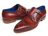 Paul Parkman Men's Double Monkstrap Burgundy Leather Shoes (Id#047) Size 11.5 D(M) US