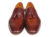 Paul Parkman Men's Tassel Loafer Brown Hand Painted Leather (Id#049)