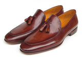 Paul Parkman Men's Tassel Loafer Brown Hand Painted Leather (Id#049) Size 7.5 D(M) US
