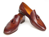 Paul Parkman Men's Tassel Loafer Brown Hand Painted Leather (Id#049) Size 10.5-11 D(M) US