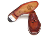 Paul Parkman Men's Tassel Loafer Brown Hand Painted Leather (Id#049) Size 6 D(M) US