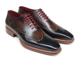 Paul Parkman Men's Wingtip Oxford Goodyear Welted Navy Red Black Shoes (Id#081) Size 10.5-11 D(M) US