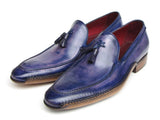 Paul Parkman Men's Side Handsewn Tassel Loafer Blue & Purple Shoes (Id#082) Size 9.5-10 D(M) US