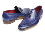 Paul Parkman Men's Side Handsewn Tassel Loafer Blue & Purple Shoes (Id#082) Size 9.5-10 D(M) US