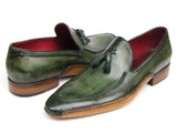 Paul Parkman Men's Side Handsewn Tassel Loafer Green Shoes (Id#082) Size 6 D(M) US