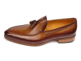 Paul Parkman Men's Tassel Loafer Camel & Brown Hand-Painted Shoes (Id#083) Size 11.5 D(M) US