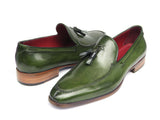 Paul Parkman Men's Tassel Loafer Green Hand Painted Leather Shoes (Id#083) Size 8-8.5 D(M) Us