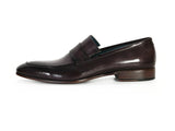 Image Title Paul Parkman Men's Loafer Black & Gray Hand-Painted Leather Shoes (Id#093)