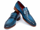 Paul Parkman Men's Penny Loafer Blue & Turquoise Calfskin Shoes (ID#10TQ84) Size 9-9.5 D(M) US