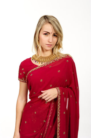 Image Title Evening Beauty Pink Readymade Sari