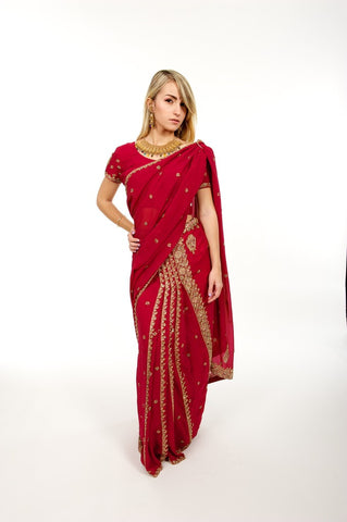 Image Title Evening Beauty Pink Readymade Sari