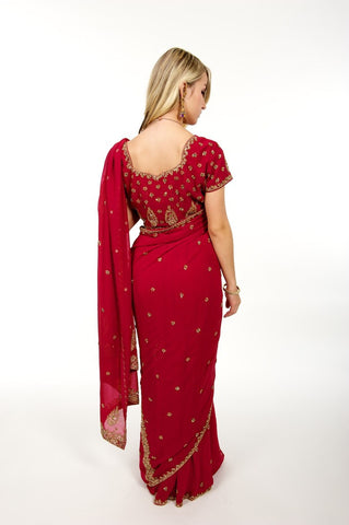 Image Title Evening Beauty Pink Readymade Sari