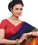 Image Title Beautiful Multi-Colored Graphic Print Exclusive Designer Satin Saree D-115