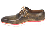 Paul Parkman Smart Casual Men Army Green Oxford Shoes (ID#184SNK-GRN)