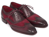 Paul Parkman Suede & Calfskin Men's Wingtip Oxfords Bordeaux Shoes (ID#228BRDSD) Size 9-9.5 D(M) US