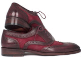 Image Title Paul Parkman Suede & Calfskin Men's Wingtip Oxfords Bordeaux Shoes (ID#228BRDSD)
