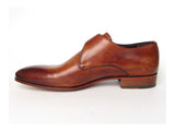 Paul Parkman Men's Monkstrap Tobacco Handsewn Twisted Leather Shoes (Id#24Y56) Size 9-9.5 D(M) Us