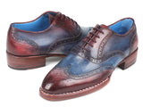 Paul Parkman Goodyear Welted Two Tone Wingtip Oxfords Blue & Bordeaux Shoes(ID#27LD77)