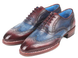 Paul Parkman Goodyear Welted Two Tone Wingtip Oxfords Blue & Bordeaux Shoes(ID#27LD77) Size 9-9.5 D(M) US