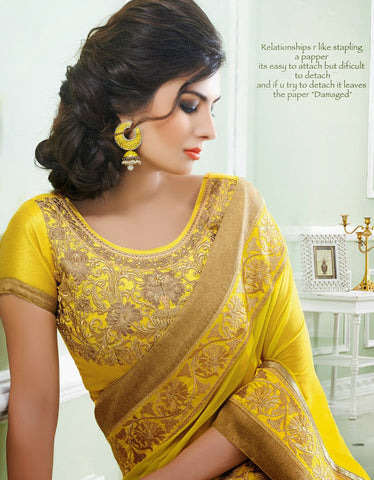 Image Title Charming Yellow and Gold Bridesmaid Saris