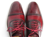 Paul Parkman Men's Side Handsewn Captoe Oxfords Red/Bordeaux Shoes (Id#5032) Size 12-12.5 D(M) US