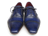 Paul Parkman Men's Captoe Navy Blue Hand Painted Oxfords Shoes (Id#5032) Size 11.5 D(M) US