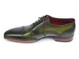 Paul Parkman Men's Side Handsewn Captoe Oxfords Green / Yellow Shoes (Id#5032) Size 6.5-7 D(M) Us