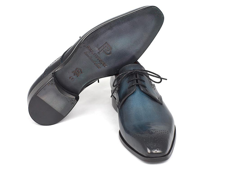 Paul Parkman Men's Navy & Blue Medallion Toe Derby Shoes (ID#6584-NAVY) Size 10.5-11 D(M) US