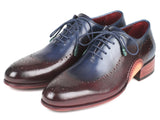 Image Title Paul Parkman Opanka Construction Blue & Bordeaux Oxfords Shoes (ID#726-BLU-BRD) Size 7.5 D(M) US