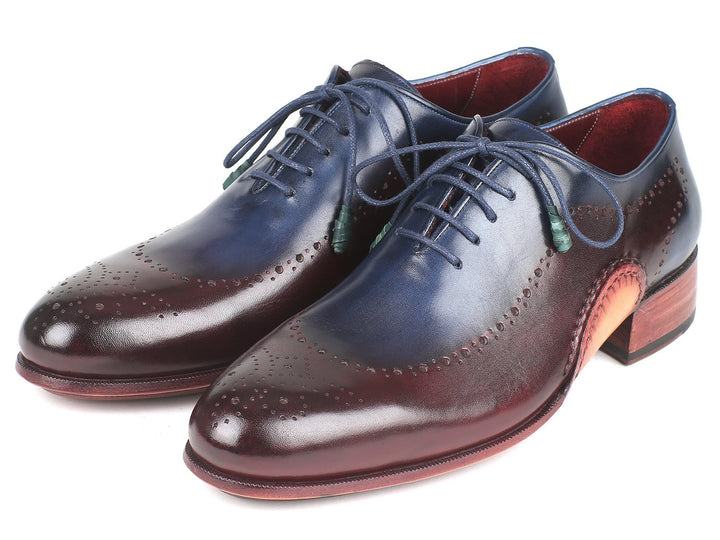Paul Parkman Opanka Construction Blue & Bordeaux Oxfords Shoes (ID#726-BLU-BRD) Size 7.5 D(M) US