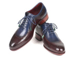 Paul Parkman Opanka Construction Blue & Bordeaux Oxfords Shoes (ID#726-BLU-BRD)