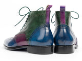 Paul Parkman Wingtip Ankle Boots Three Tone Blue Purple Green (ID#777-BLU-PRP) Size 10.5-11 D(M) US